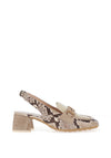 Hispanitas Leather Snake Printed Sling Back Loafers, Taupe