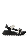 Hispanitas Ambar Pebbled Leather Side T-Bar Sandals, Black & White
