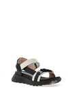Hispanitas Ambar Pebbled Leather Side T-Bar Sandals, Black & White