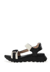 Hispanitas Ambar Pebbled Leather Side T-Bar Sandals, Black & White