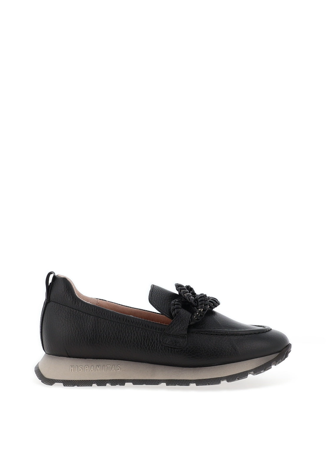 Hispanitas Kansas Pebbled Leather Loafers, Black