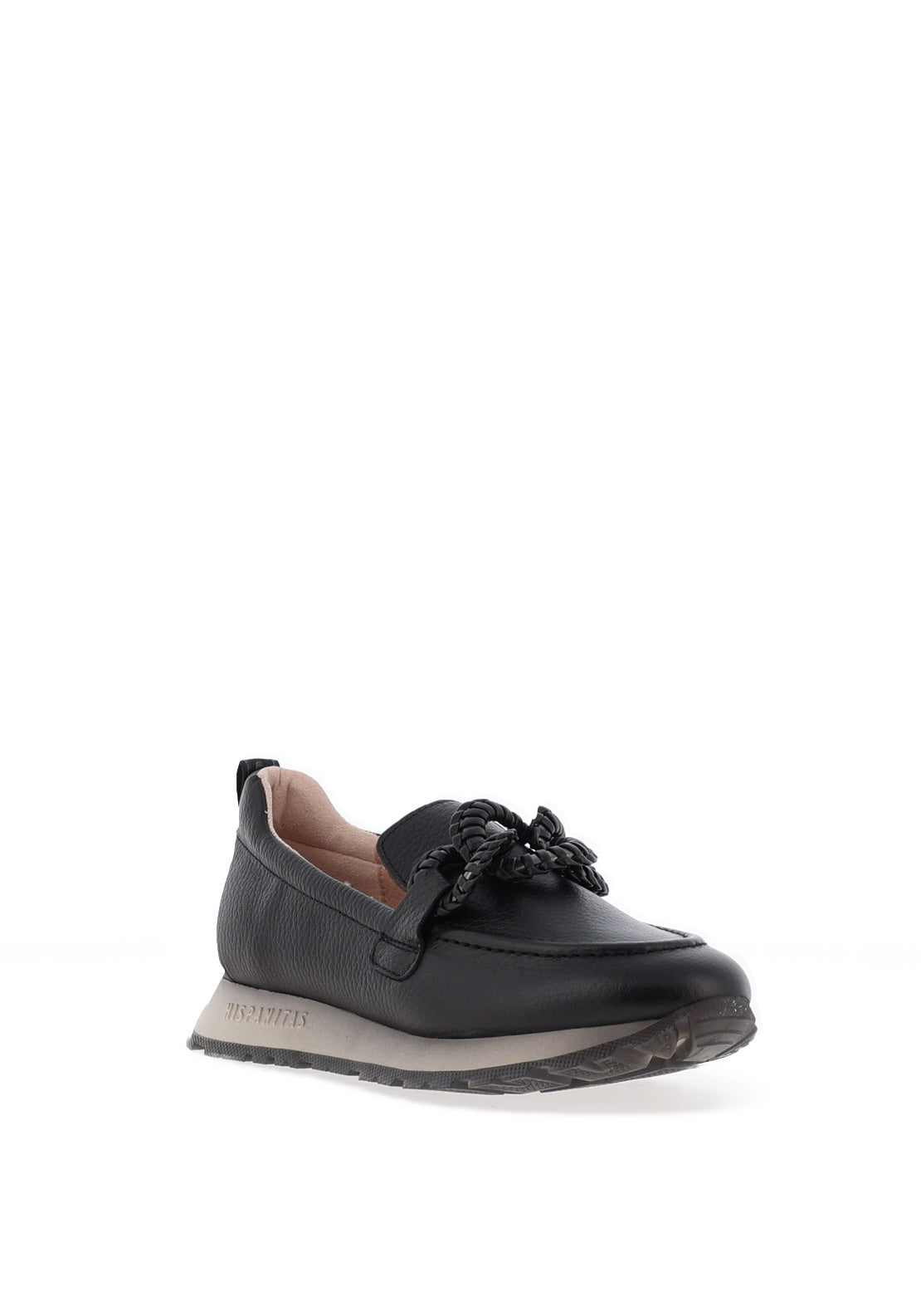 Hispanitas Kansas Pebbled Leather Loafers, Black