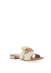 Hispanitas Lena Leather Glitter Mule Sandals, Natural