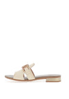 Hispanitas Lena Leather Glitter Mule Sandals, Natural