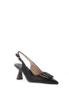 Hispanitas Nova Leather Sling Back Heeled Shoes, Black