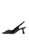 Hispanitas Nova Leather Sling Back Heeled Shoes, Black