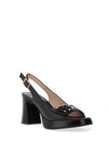Hispanitas Tahiti Leather Sling Back Heeled Shoes, Black