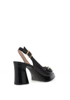 Hispanitas Tahiti Leather Sling Back Heeled Shoes, Black