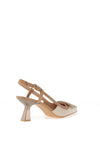 Hispanitas Nova Leather Woven Buckle Sling Back Heeled Shoes, Natural Desert