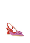 Hispanitas Nova Leather Woven Buckle Sling Back Heeled Shoes, Violet & Scarlet