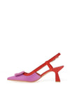 Hispanitas Nova Leather Woven Buckle Sling Back Heeled Shoes, Violet & Scarlet