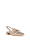 Hispanitas Leather Fringe Sling Back Pumps, Cava Gold