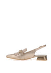 Hispanitas Leather Fringe Sling Back Pumps, Cava Gold