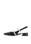 Hispanitas Leather Double Strap Sling Back Pumps, Black & White