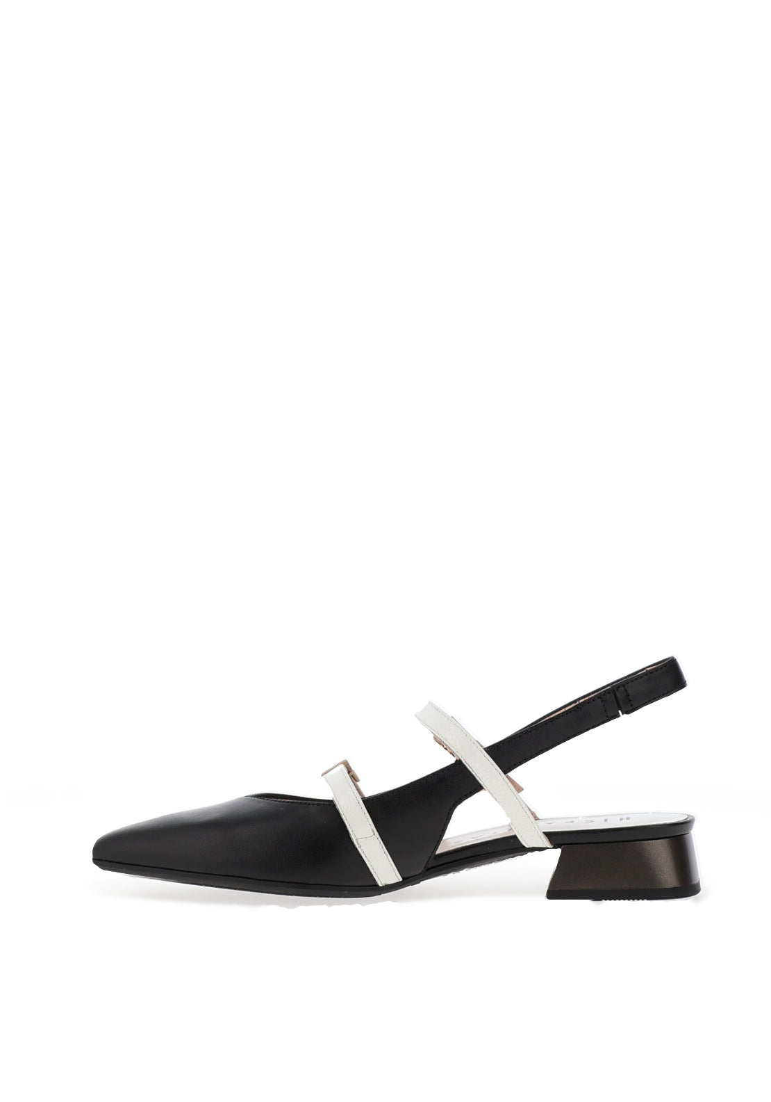Hispanitas Leather Double Strap Sling Back Pumps, Black & White