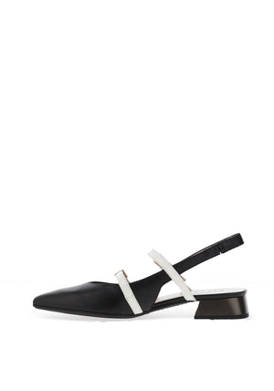 Hispanitas Leather Double Strap Sling Back Pumps, Black & White