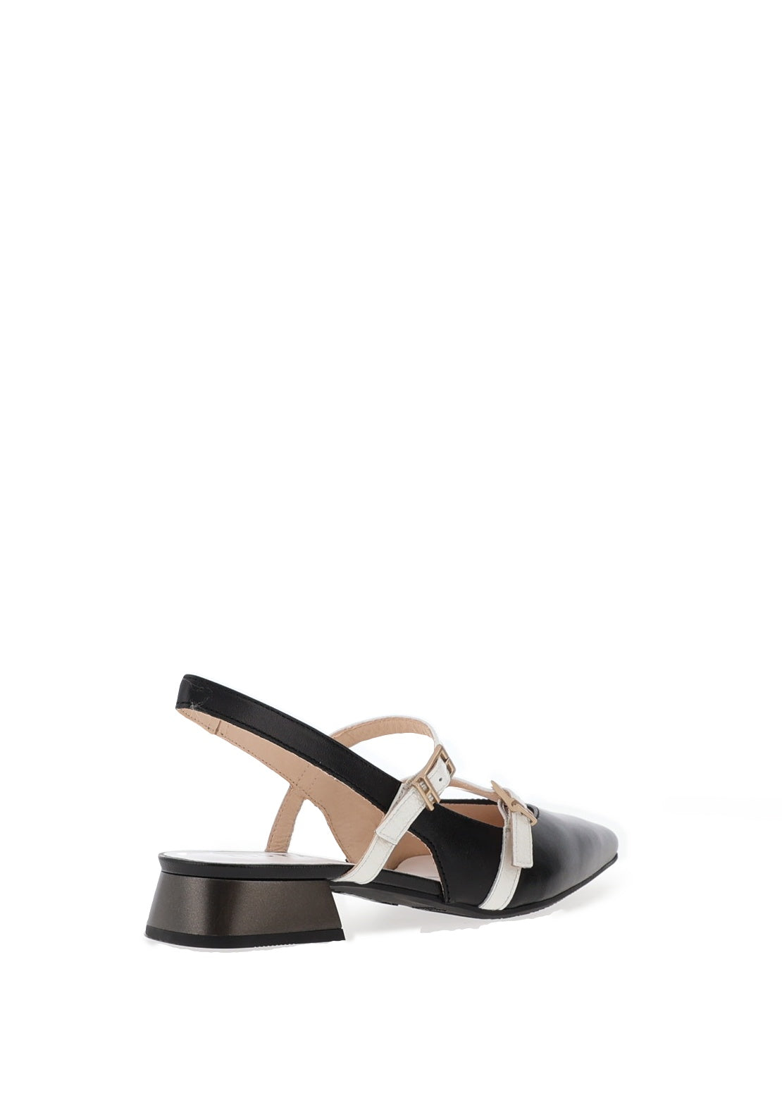 Hispanitas Leather Double Strap Sling Back Pumps, Black & White