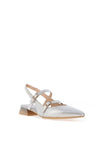Hispanitas Metallic Leather Double Strap Sling Back Pumps, Silver