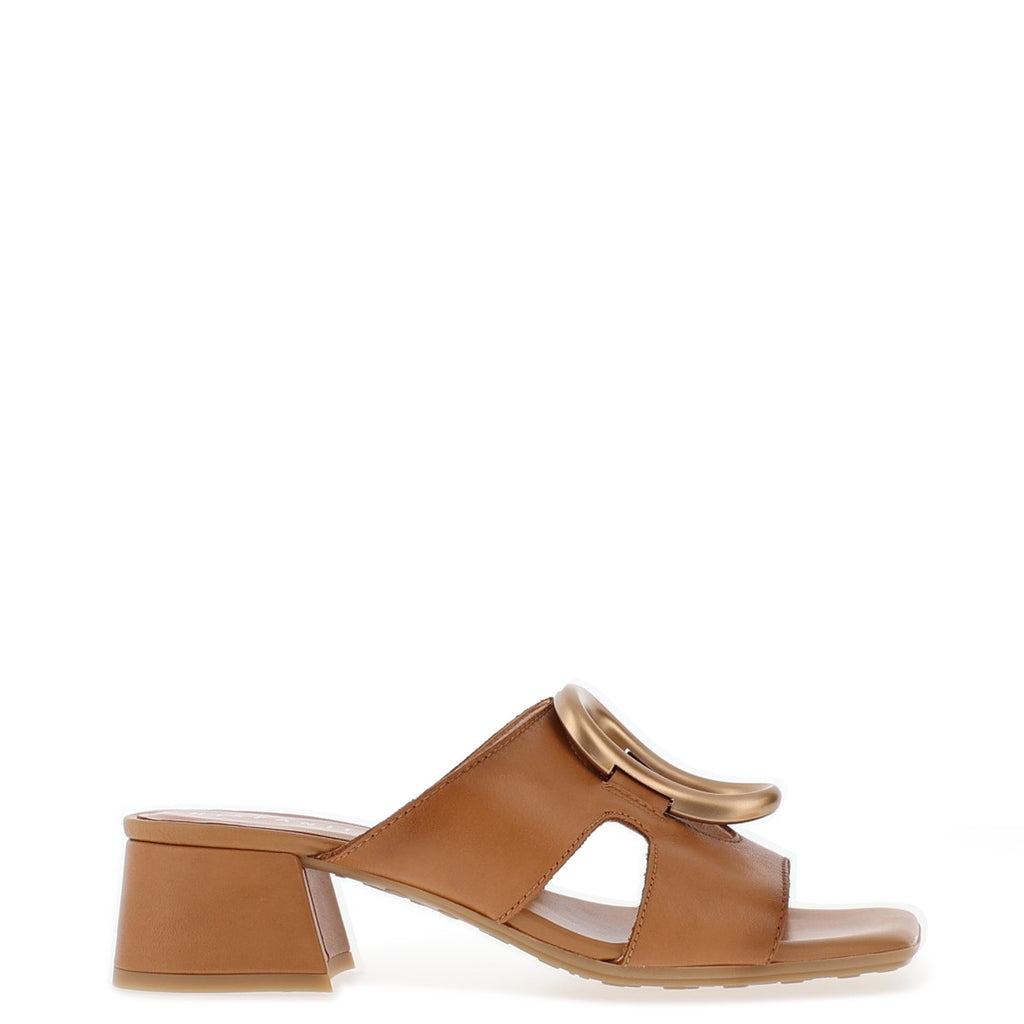 Hispanitas Smooth Leather Heeled Mules, Tan McElhinneys