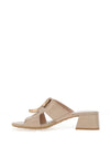 Hispanitas Pebbled Leather Heeled Mules, Taupe