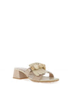 Hispanitas Pebbled Leather Fringe Heeled Sandals, Latte