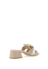 Hispanitas Pebbled Leather Fringe Heeled Sandals, Latte