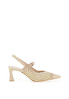 Hispanitas Giorgia Woven Net Sling Back High Heels, Cream