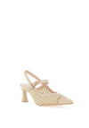 Hispanitas Giorgia Woven Net Sling Back High Heels, Cream