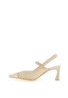 Hispanitas Giorgia Woven Net Sling Back High Heels, Cream