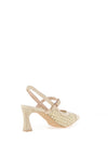 Hispanitas Giorgia Woven Net Sling Back High Heels, Cream