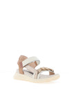 Hispanitas Ambar Pebbled Leather Side T-Bar Sandals, Cream & Tan