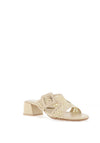 Hispanitas Tulipan Woven Net Buckle Detail Mule Sandals, Cream