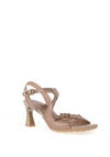 Hispanitas Rosa Distressed Leather T Bar Heeled Sandals, Taupe