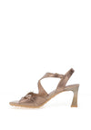 Hispanitas Rosa Distressed Leather T Bar Heeled Sandals, Taupe
