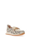 Hispanitas Leather Faux Snake Printed Loafers, Taupe