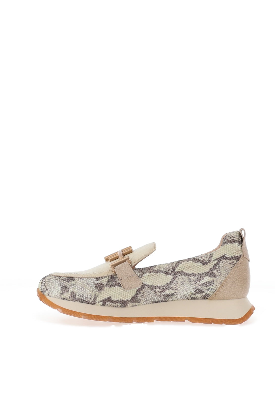 Hispanitas Leather Faux Snake Printed Loafers, Taupe