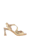 Hispanitas Rosa Distressed Leather T Bar Heeled Sandals, Gold