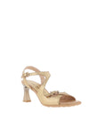 Hispanitas Rosa Distressed Leather T Bar Heeled Sandals, Gold