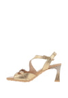 Hispanitas Rosa Distressed Leather T Bar Heeled Sandals, Gold