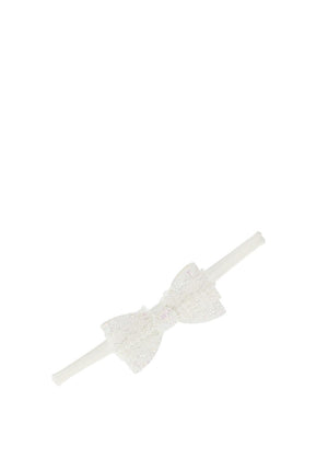 Hollihops and Flutterdlies Lace and Glitter Bow Headband, White