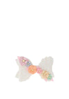 Hollihops and Flutterdlies Pastel Flower Glitter Bow, White Multi