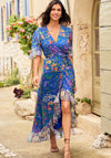 Hope and Ivy Avaline Floral Wrap Dress, Blue