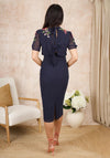 Hope & Ivy Ciara Embellished High Neck Pencil Midi Dress, Navy
