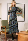 Hope & Ivy Nadine Tiered Ruffle Skirt Midi Dress, Blue and Green