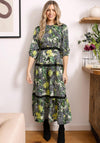 Hope & Ivy Dora Floral Tiered Maxi Dress, Green and Black