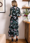 Hope & Ivy Ellen Ruffle Skirt Floral Midi Dress, Green and Pink