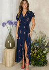 Hope and Ivy Joslin Embellished Wrap Dress, Navy