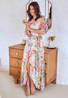 Hope & Ivy Julia Flutter Sleeve Maxi Wrap Dress, Floral Multi