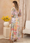 Hope & Ivy Julia Flutter Sleeve Maxi Wrap Dress, Floral Multi