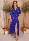 Hope and Ivy Marion Embellished Wrap Dress, Blue